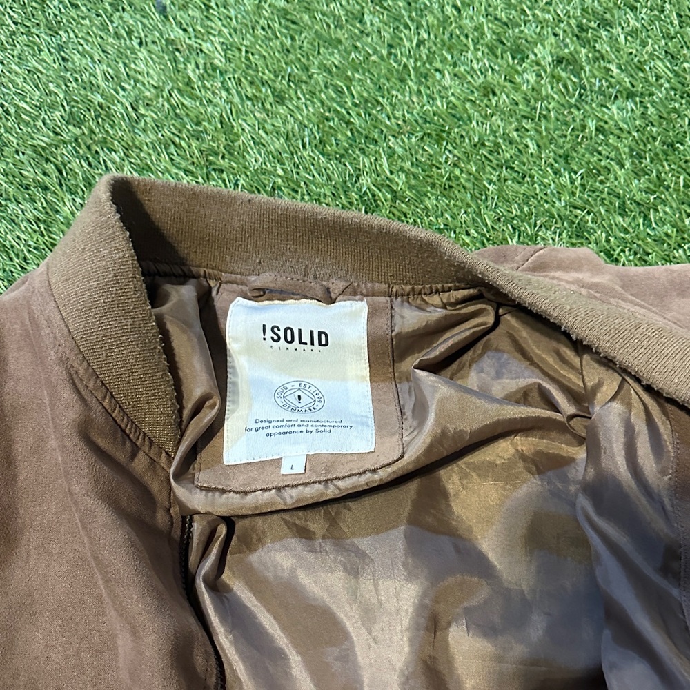 Solid Tan Bomber Jacket - image 3